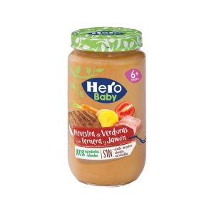 .PAPILLA HERO BABY MENESTRA DE VERDURAS, TERNERA Y JAMON 235 GRS
